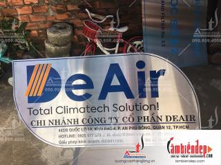 Biển công ty de air inox trắng xước ăn mòn đổ sơn
