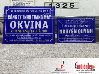 Biển công ty okvina mica xanh tím dán decal