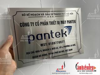 Biển công ty pantek inox trắng xước ăn mòn đổ sơn