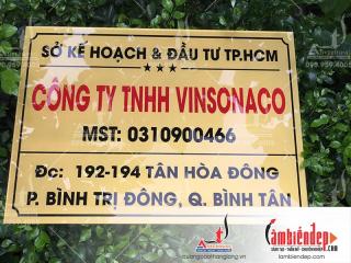 Biển công ty Vinasonaco mica sơn ngược