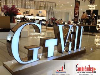 Các loại biển chữ nổi mặt mica lọng viền inox