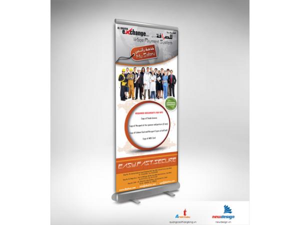 Thi công kệ giá chữ X, Standee cuộn nhôm