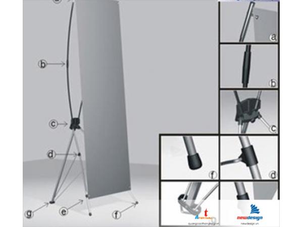 Thi công kệ giá chữ X, Standee cuộn nhôm