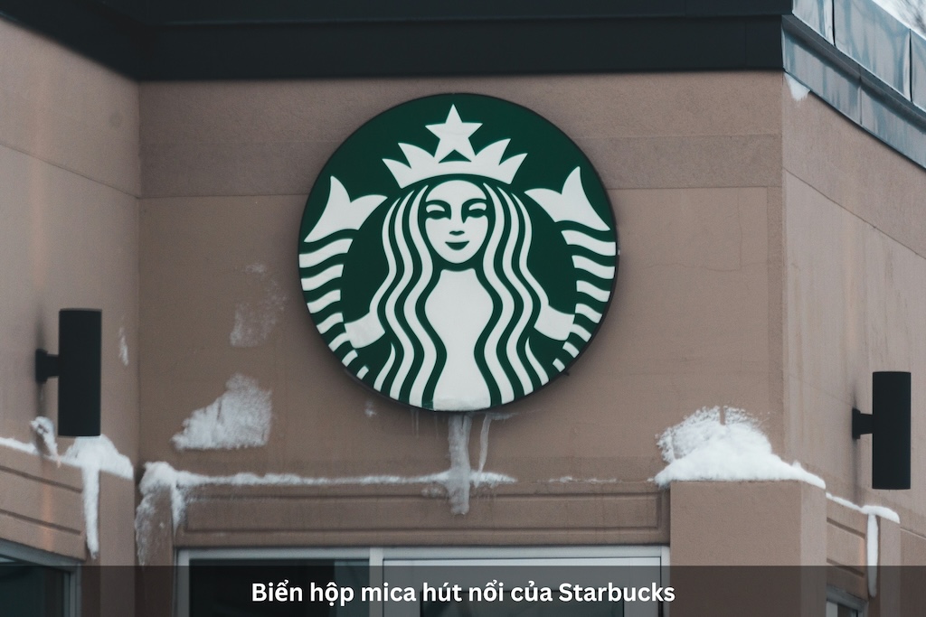 Biển hộp mica hút nổi của Starbucks