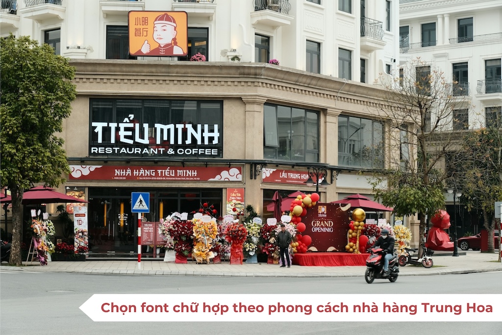 Biển hiệu chọn font chữ hợp theo phong cách nhà hàng Trung Hoa