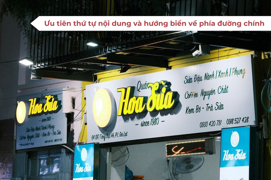 Ưu tiên thứ tự nội dung và hướng biển về phía đường chính