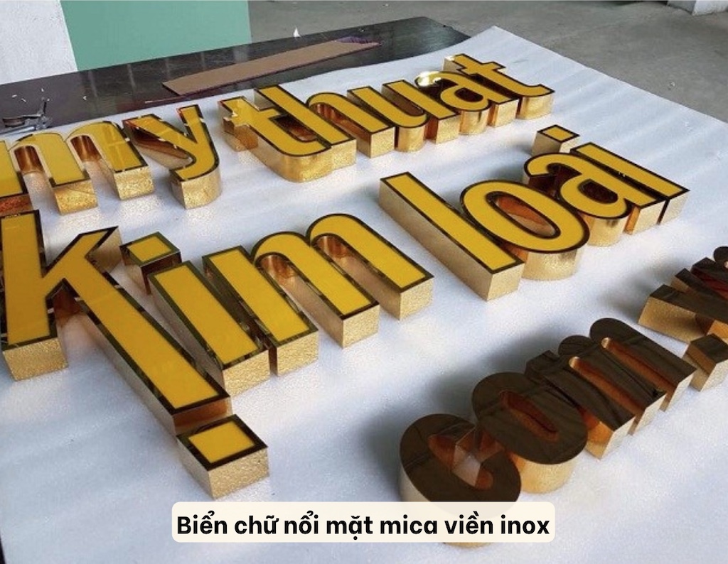 Biển chữ nổi mặt viền inox