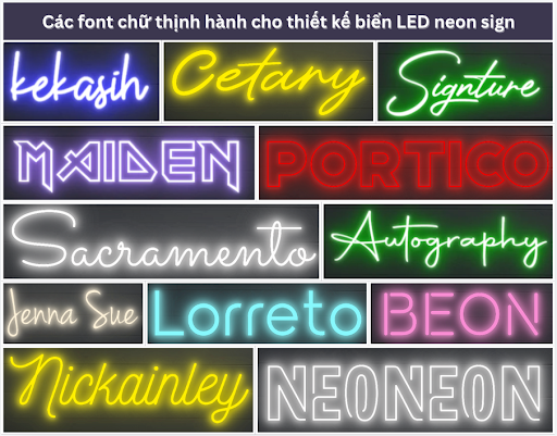 Các font chữ thịnh hành sử dụng trong biển LED neon sign