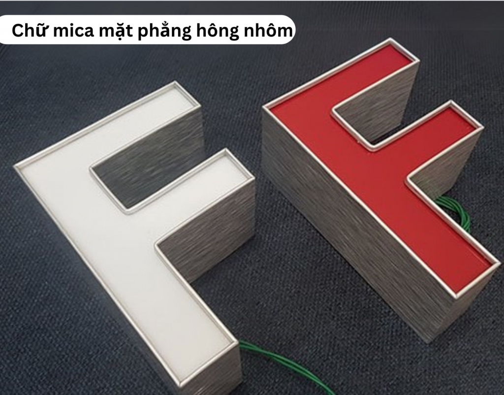 Chữ mica mặt phẳng hông nhôm