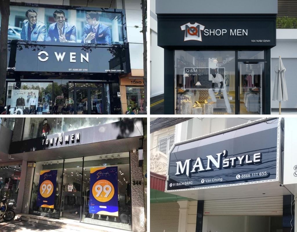 Mẫu biển shop quần áo nam