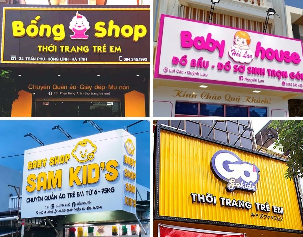 Mẫu biển shop quần áo trẻ em