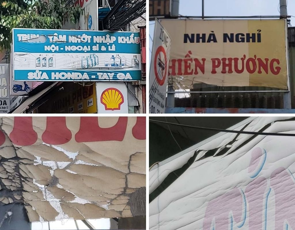 Biển quảng cáo bạt cũng dễ bị rách