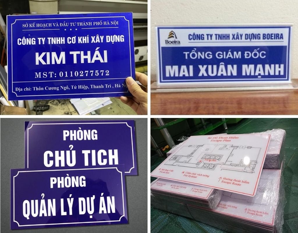Các biển bảng trong công ty làm bằng mica
