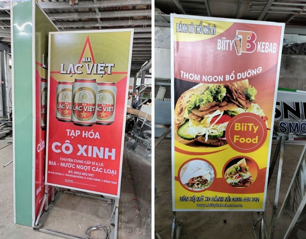 Biển hộp đèn hiflex đứng hai mặt