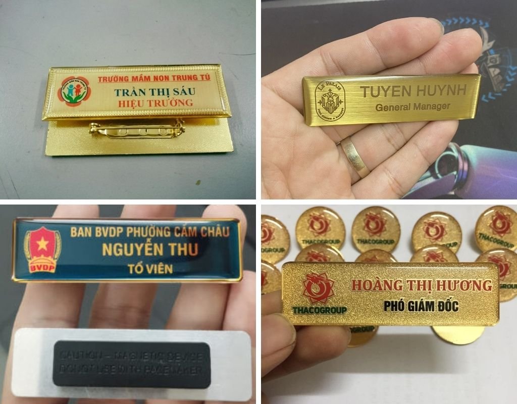 Bảng tên nhân viên phủ keo bóng mượt, hạn chế trầy xước