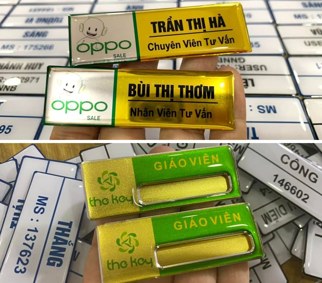 Bảng tên nhân viên phủ keo cố định vs thay tên