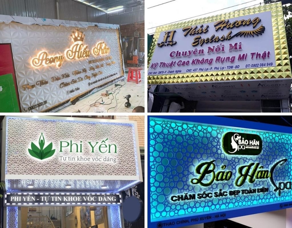 Biển alu chữ nổi với tấm ốp có màu lạ, 3d
