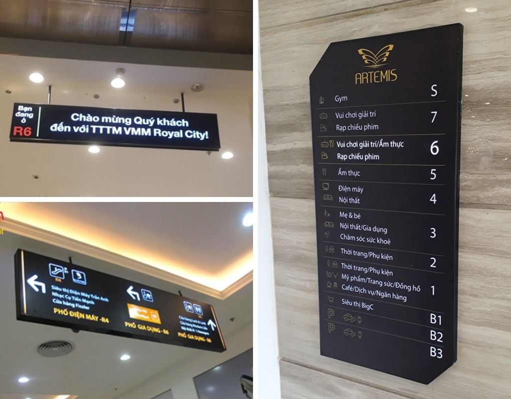 Các biển chỉ dẫn trong TTTM có tích hợp đèn LED