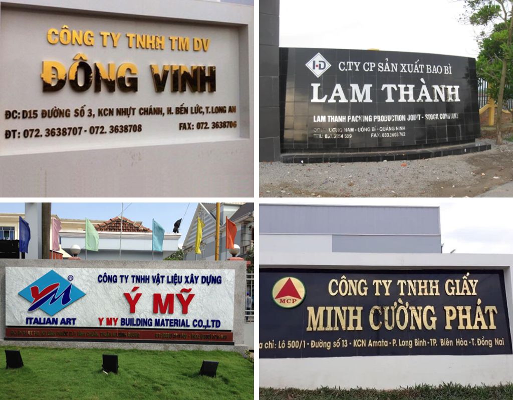 Biển tên công ty trước cổng