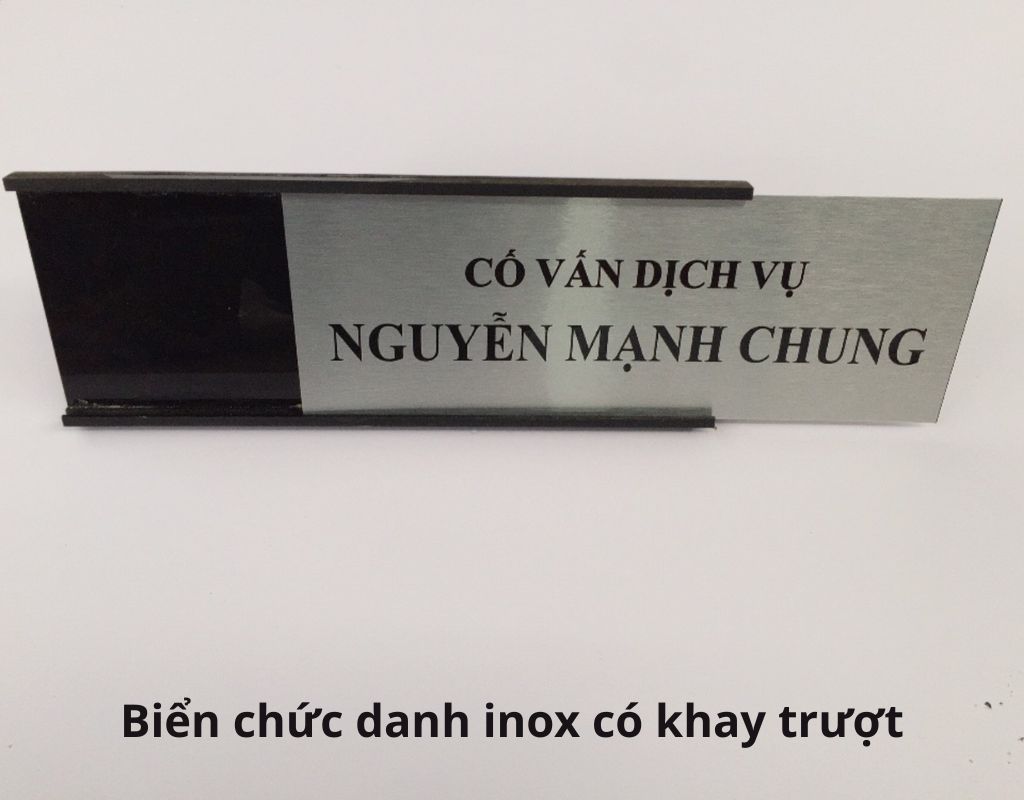 Biển chức danh inox có khay trượt