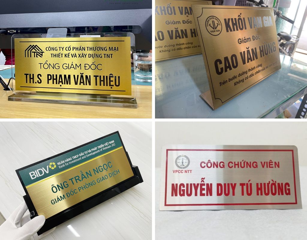 Biển chức danh inox rất đa dạng về kiểu dáng, màu sắc